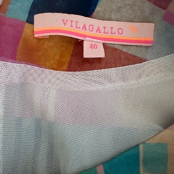 Vilagallo Colorful Shift Dress in pinks and blues- Size L 40 - Picture 5 of 7